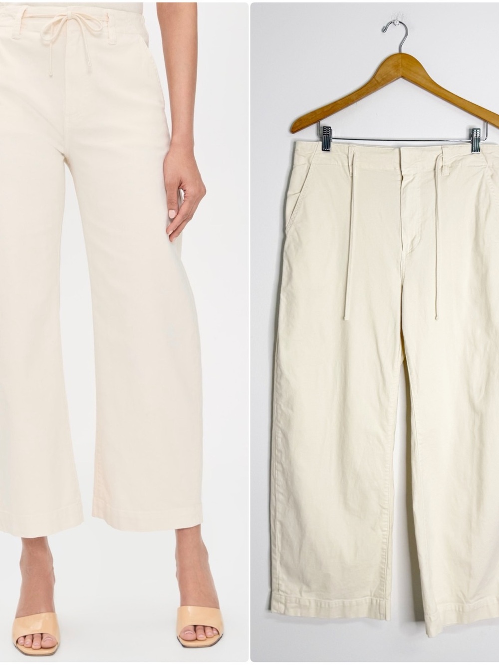 PAIGE Ariella Ankle Pants Size 31 Khaki Wide Leg Stretch Cotton